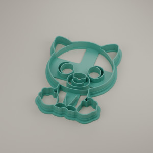 Kitten Cookie Cutter with Stamp 3D model