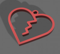 Simple Broken Heart Earring 3D model
