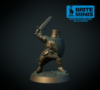 Crusader knight 28mm (supportless, FDM friendly) 3D model