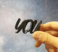 love , you two face text 3D model