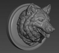Wolf head with a mouth 3D model