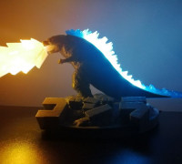 Godzilla lamp battery holder 3D model