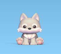 Sitting Wolf 3D model