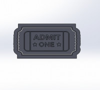 Admit One Ticket Cookie Cutter 3D model