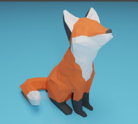 Low poly fox 3D model