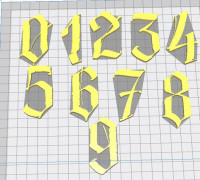 gothic style numbers moldable in size 3D model