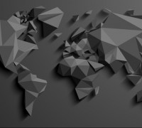 World map low poly 3D model