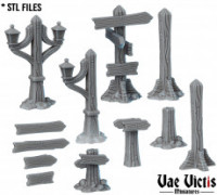 Signs and lamp post (set) 3D model