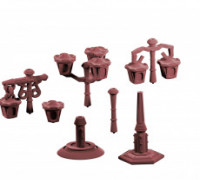 Lamp posts and street lighting table top terrain (samples) 3D model