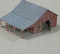 HO Scale Small Barn and Accessories 3D model