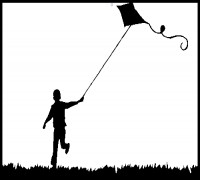 2D Boy flying kite 3D model