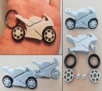 motorcycle keychain with spinning wheels 3D model