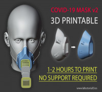 COVID-19 MASK v2 (Fast print, no support, filter required) 3D model