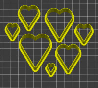 Long heart cutter set - made for polymer clay 3D model