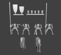 Knight Cavalry Miniatures Customizable 3D model