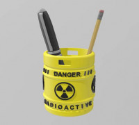 Radioactive Drum Pencil Holder 3D model