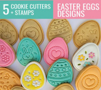 5 Easter Cookie cutter bundle with stamp 3D model