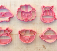 Cookie cutter Set farm animals 3D model