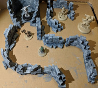 Fantasy Wargame Terrain - Ruined Wall Sections 3D model