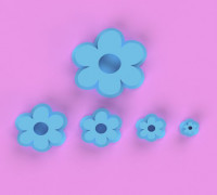 Stamp Flowers x 5 3D model