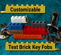 Customizable LEGO compatible Text Brick Key Fobs 3D model