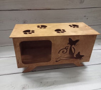 Laser Cut Cat House 3D model