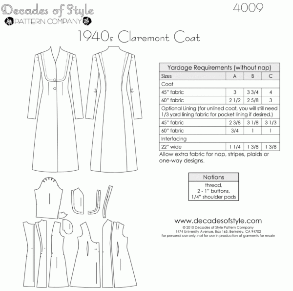 Decades of Style Claremont Coat - #4009