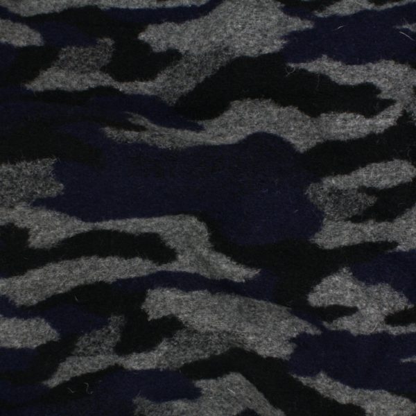 Wool Blend Coating Camo Look - Blue