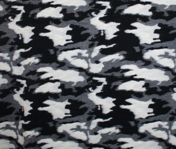 Wool Blend Coating Camo Look - Black and White