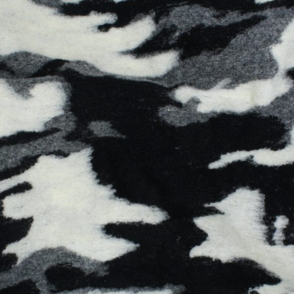 Wool Blend Coating Camo Look - Black and White