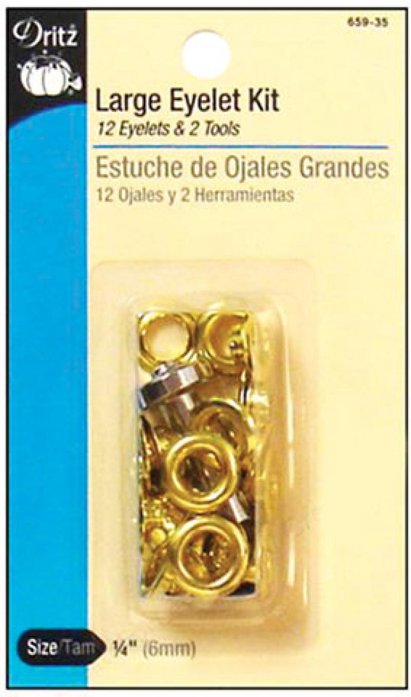 Dritz Large Nickel Eyelets Kit Size 1/4 - 12ct - Eyelets - Snaps