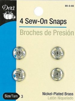 Dritz Sew-on Snaps - Nickel 4ct. size 3