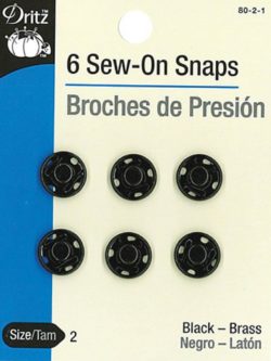 Dritz Sew-on Snaps - Black 6 ct. size 2