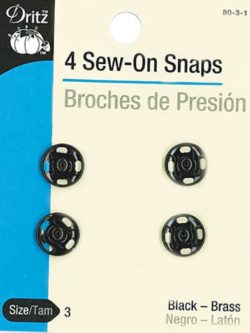 Dritz Sew-on Snaps - Black 4ct. size 3