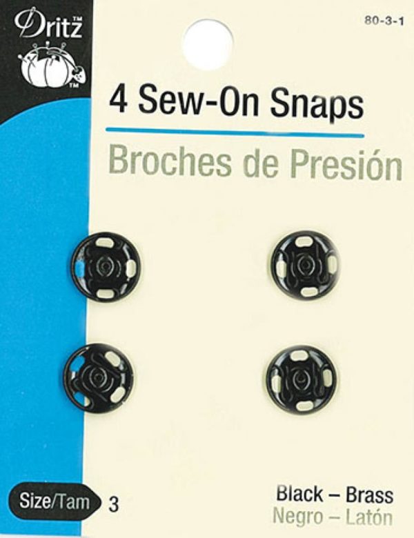 Dritz Sew-on Snaps - Black 4ct. size 3