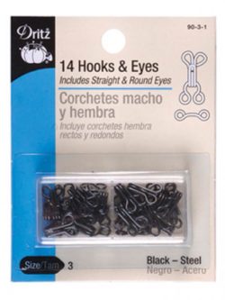 Dritz Hooks & Eyes - Black 14ct. size 3