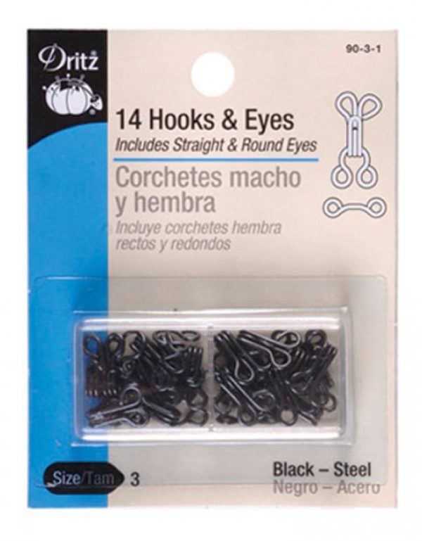 Dritz Hooks & Eyes - Black 14ct. size 3