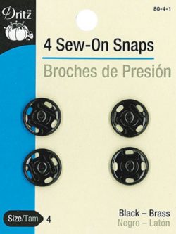 Dritz Sew-on Snaps - Black 4ct. size 4