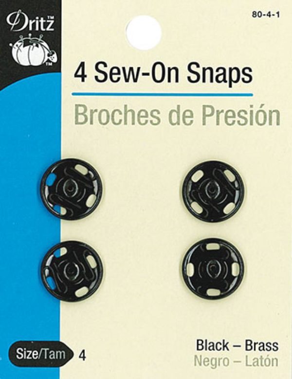 Dritz Sew-on Snaps - Black 4ct. size 4