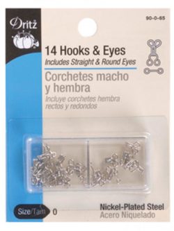Dritz Hooks & Eyes - Nickel 14ct. size 0