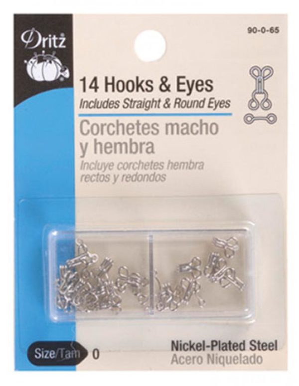 Dritz Hooks & Eyes - Nickel 14ct. size 0