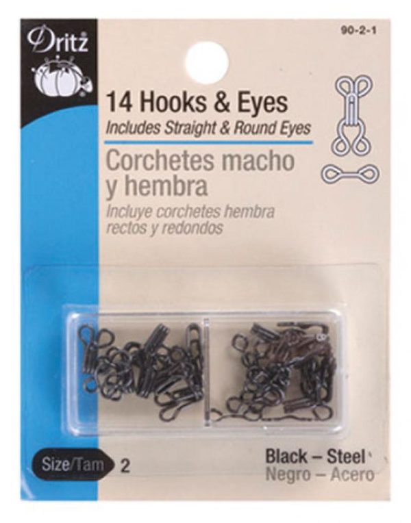 Dritz Hooks & Eyes - Black 14ct. size 2