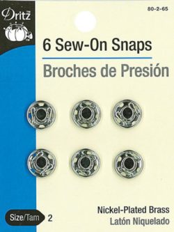 Dritz Sew-on Snaps - Nickel 6 ct. size 2