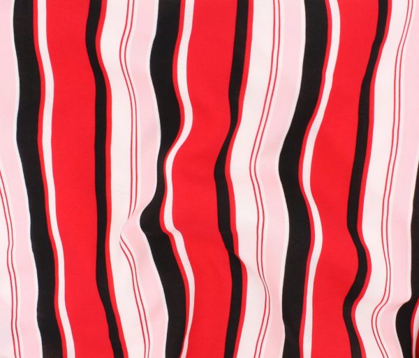 Rayon Voile - Multi Stripe - Red/Pink