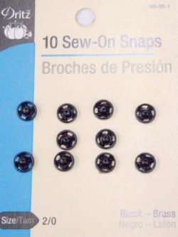 Dritz Sew-On Snaps Black Size 1