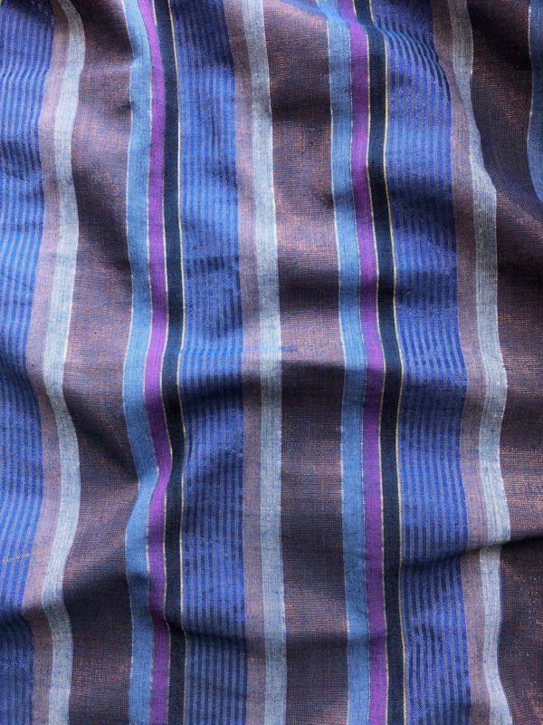 Handwoven Metallic Stripe Cotton - Lapis