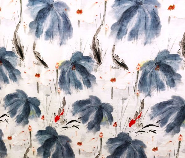 Digital Print Linen – Watercolor Koi