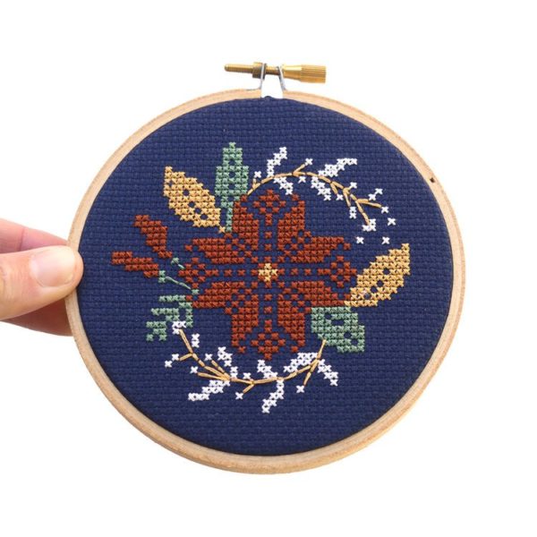 Junebug and Darlin Cross Stitch Kit - Poinsettia Wreath