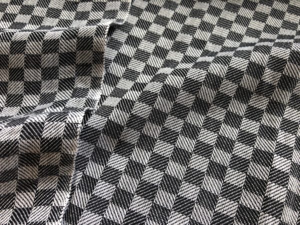 Handwoven Cotton Jacquard - Grey Checkerboard