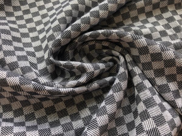 Handwoven Cotton Jacquard - Grey Checkerboard